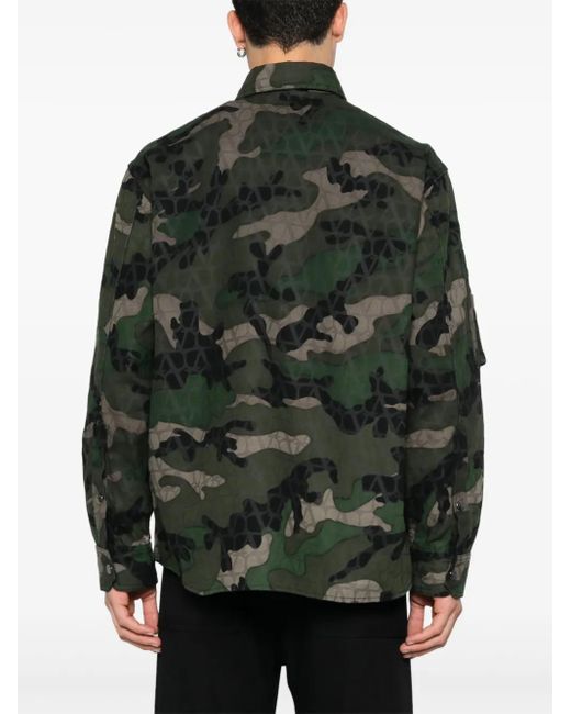 Valentino Garavani Green Camouflage-Pattern Jacket for men