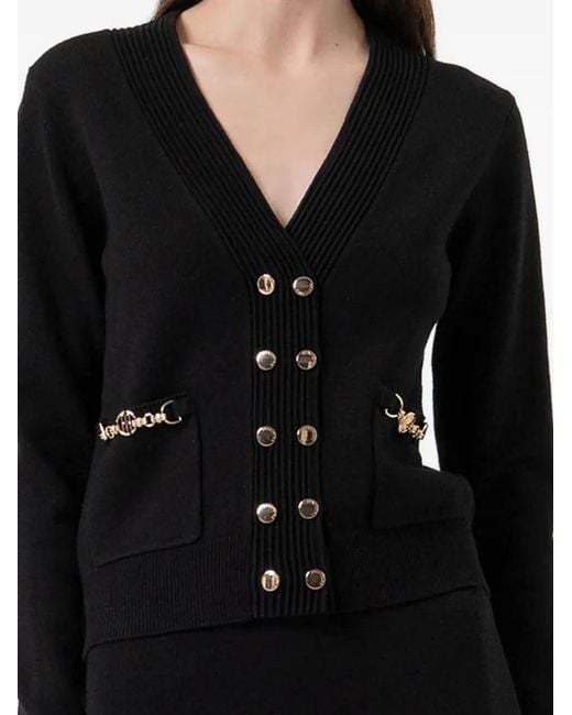 Fracomina Black Button Patch-Pocket Cardigan