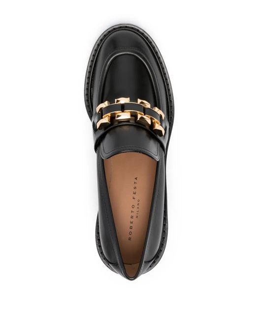 Roberto Festa Black Cuir 75Mm Block-Heel Loafers