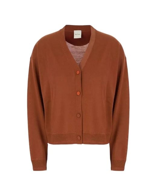 Paul Smith Brown V-Neck Button-Up Cardigan