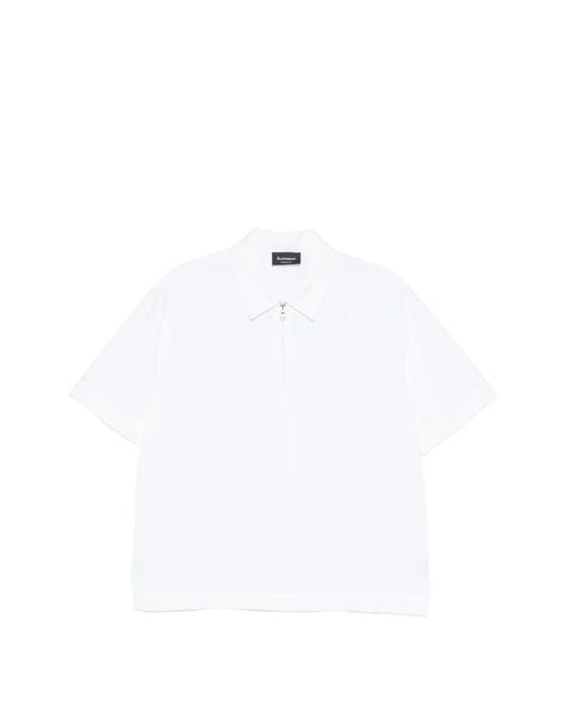 AROVESCIO White Zip-Fastening Short-Sleeve Polo Shirt for men