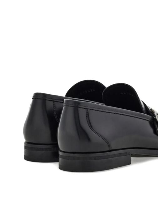 Ferragamo Black Gancini Saddle-Strap Loafers for men