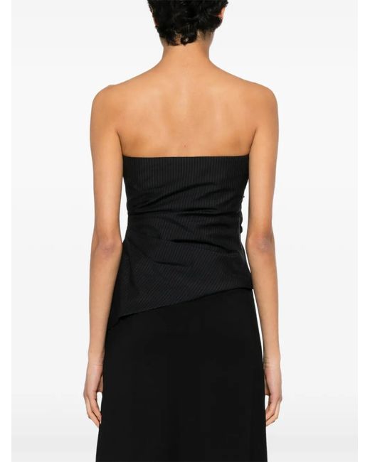 McQueen Black Pinstripe Asymmetric Top