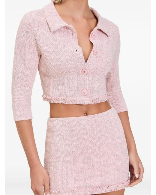 Devon Windsor Pink Bianca Frayed-Edge Skirt