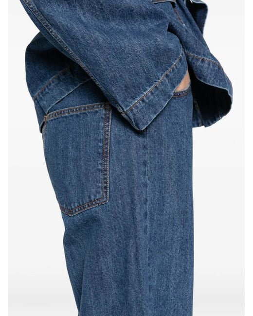 P.A.R.O.S.H. Blue Cojin Five-Pocket Tapered Jeans