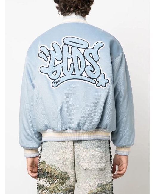 Gcds Blue Graffit-Logo Varsity Bomber Jacket