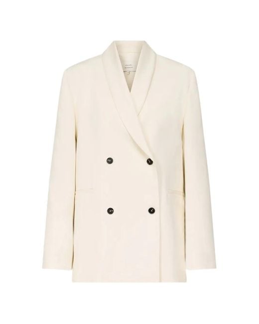 Loulou de Saison Natural Sira Double-Breasted Shawl-Collar Jacket