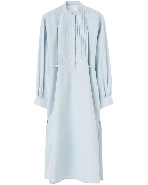 Jil Sander Blue Long-Sleeve Cotton Midi Dress