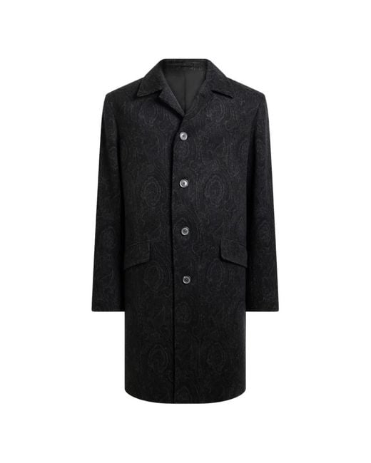 Etro Black Arnica Jacquard Coat for men