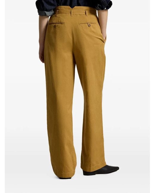 Polo Ralph Lauren Natural Cotton-Linen Notch Pleated Trousers