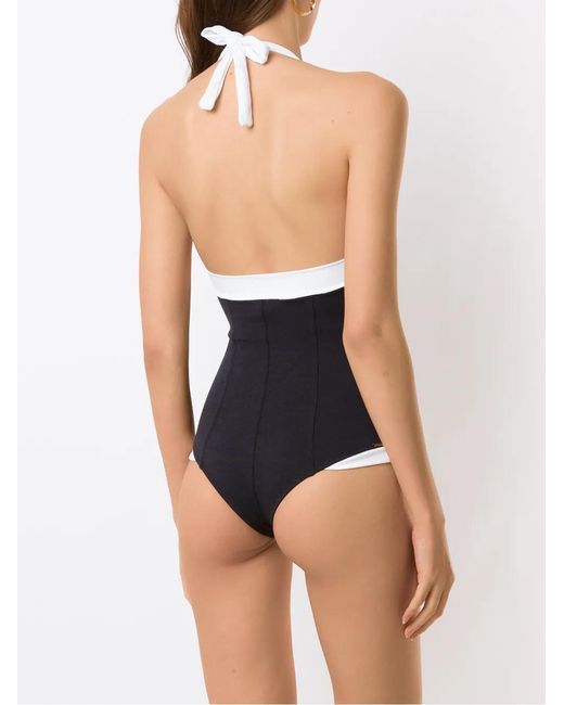 Amir Slama Blue Two-Tone Swimsuit