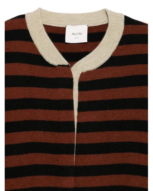 Alysi Brown Striped Button Cardigan