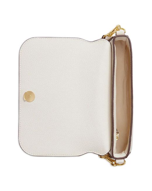 Ralph Lauren White Embossed Adjustable Shoulder Bag