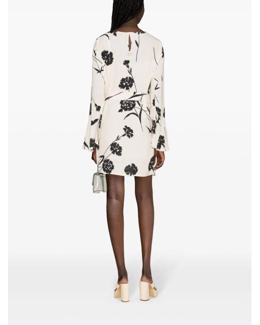 Twinset Natural Floral-Print Belted Minidress