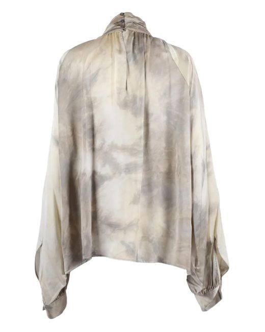 Ballantyne Gray High-neck Tie-dye Blouse