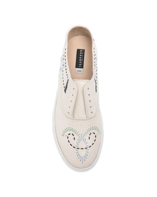 Fratelli Rossetti White Round-Toe Slip-On Sneakers