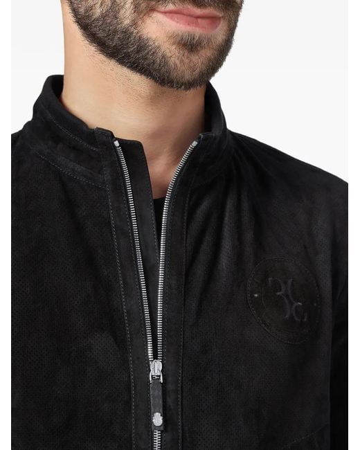 Billionaire Blue Members Only Perforated Bomber Jacket for men
