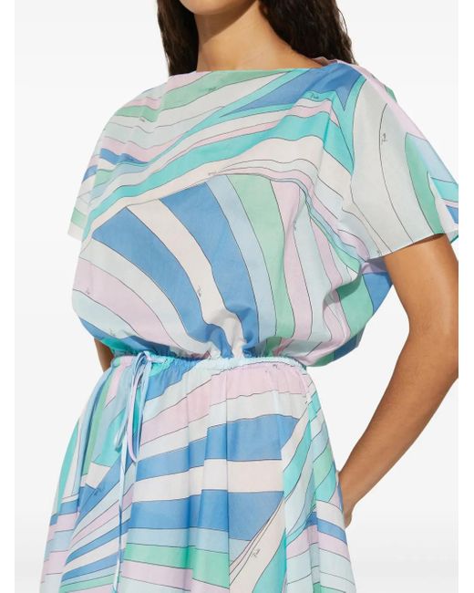 Emilio Pucci Blue Iride-Print Cotton Minidress