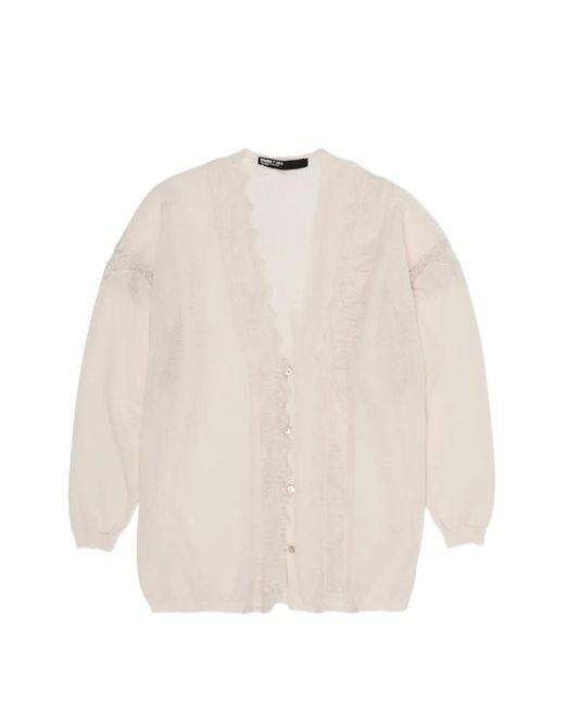 Bimba Y Lola White Lace-Trim Cardigan