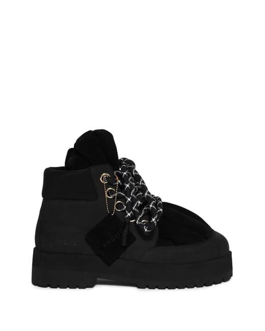 AHDIID Black Brooklyn Var. 02 Platform-Sole Lace-Up Boots for men