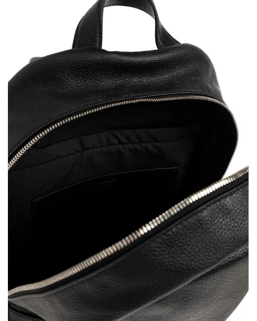 Jil Sander Black Logo-Patch Leather Backpack for men