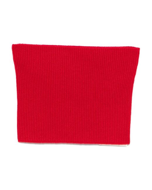 Totême  Red Ribbed Cashmere Scarf