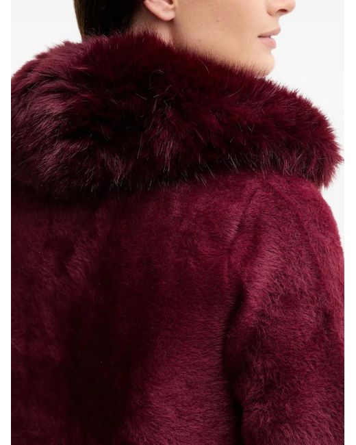 Joseph Ribkoff Red Faux-Fur Trim Coat