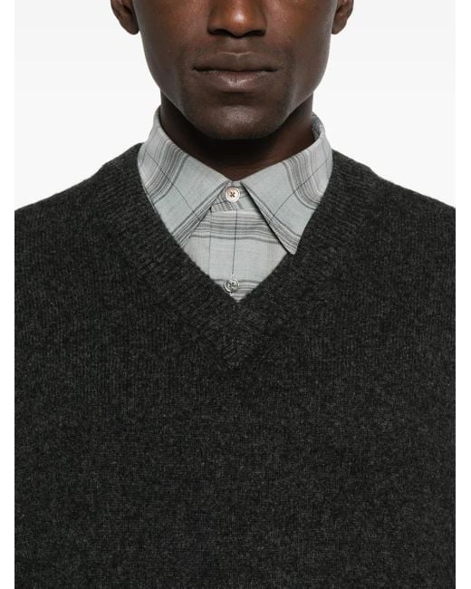 A.P.C. Black V-Neck Wool Sweater for men