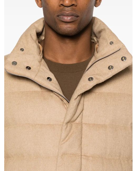 Herno Natural High-Neck Zip-Up Quilted Coat for men