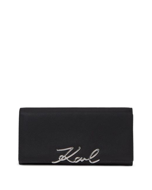 Karl Lagerfeld Black K/Signature Continental Wallet