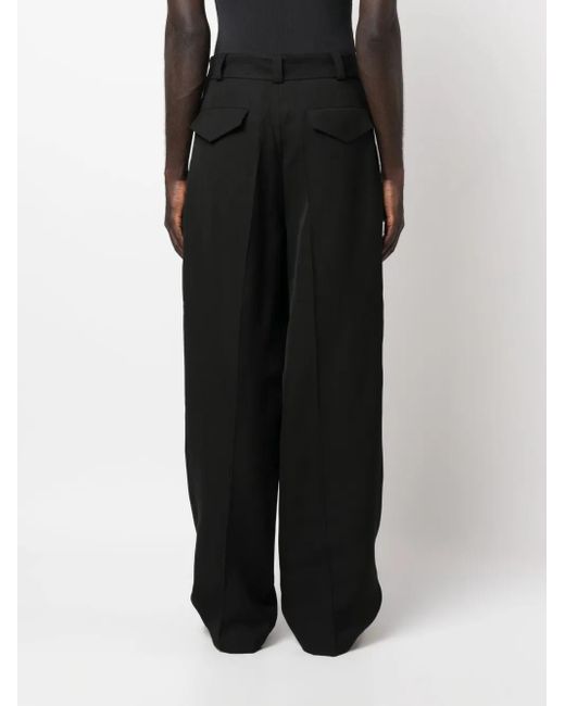 Jil Sander Black Pleated Wide-Leg Trousers for men