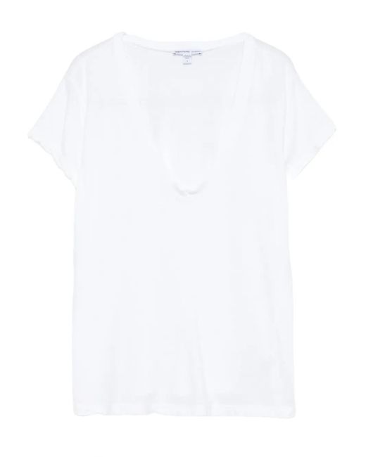 Camiseta con cuello en V James Perse de color White
