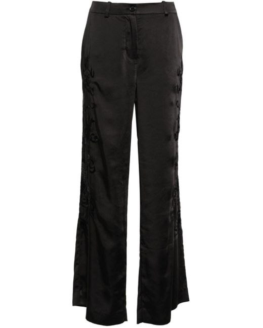 P.A.R.O.S.H. Black Dragon-embroidered Straight Trousers