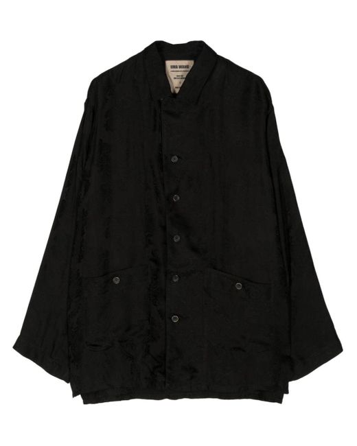 Uma Wang Black Long-sleeve Patch-pocket Shirt