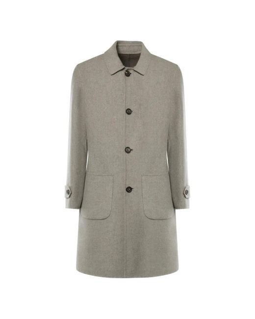 Eleventy Gray Herringbone-Pattern Single-Breasted Coat for men