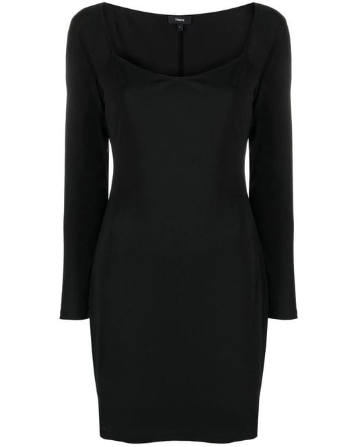 Theory Black Long-Sleeved Mini Dress