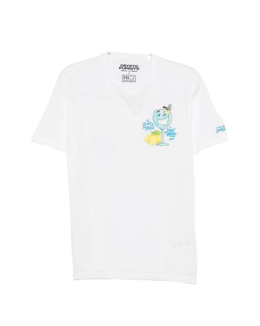 Mc2 Saint Barth White Graphic-Print T-Shirt for men