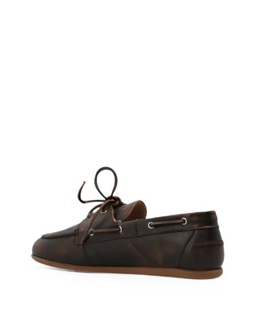 POSA White Milano Leather Boat Shoes for men