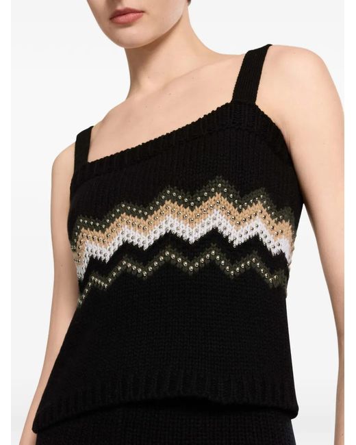 Elie Saab Black Stud-Embellished Knit Top