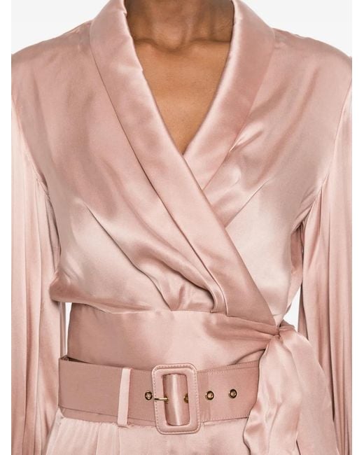 Zimmermann Pink Wrap-Design Blouse