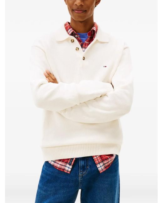 Tommy Hilfiger White Collared Sweater for men