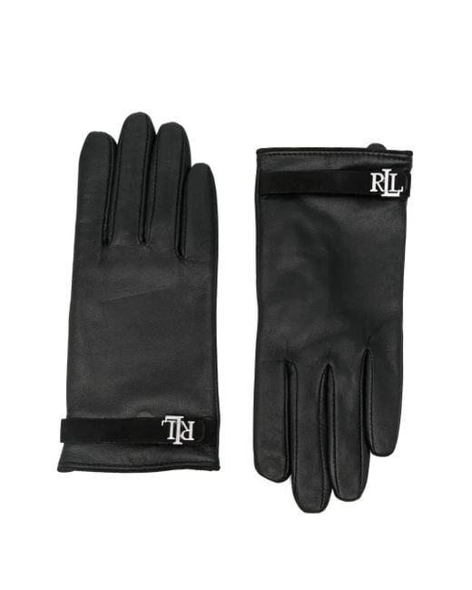 Guantes con tira del logo Polo Ralph Lauren de color Black