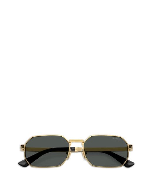 Versace Gray Geometric-Frame Sunglasses for men