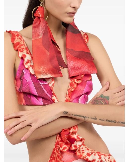 Roberto Cavalli Red Logo-Engraved Earrings