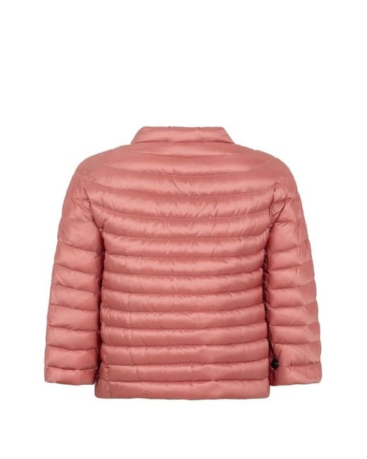 Moorer Pink Padded Button Puffer Jacket