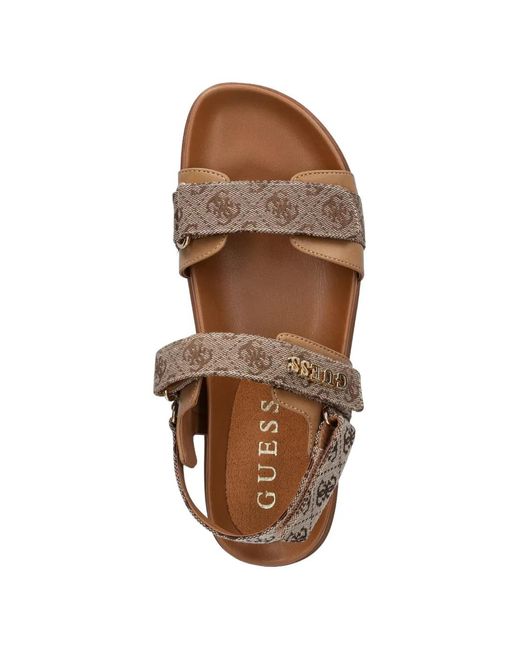 Guess White Floriz2 Monogram-Strap Sandals