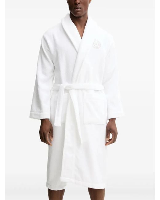 Gant White Crest-Embroidered Robe for men