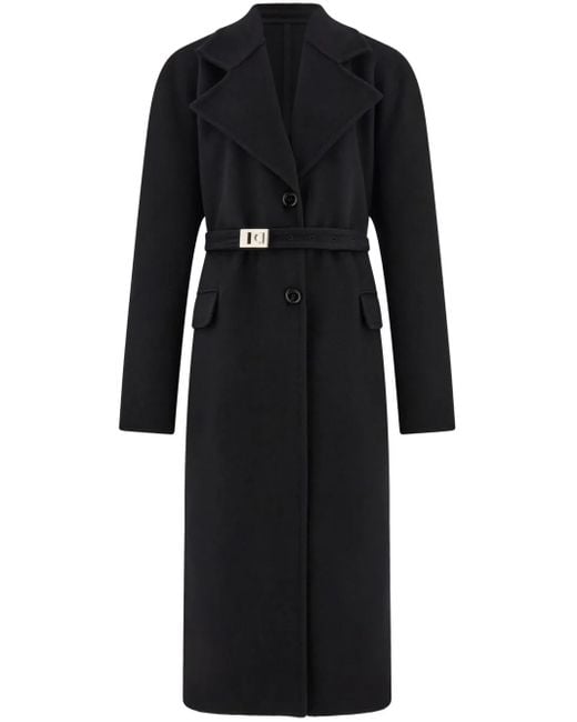 Ferragamo Black Wool-Blend Coat