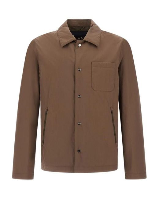 Herno Brown Button-Fastening Jacket for men