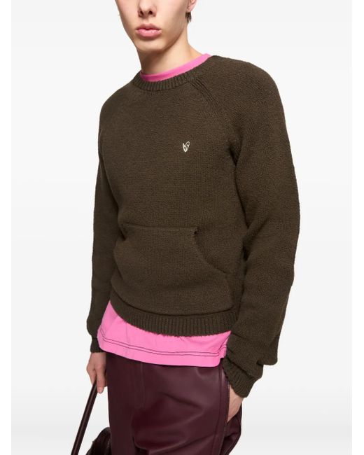 Acne Brown Pocket-Detail Raglan-Sleeve Sweater for men